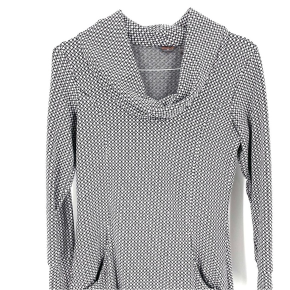 MERRELL Black/White Cowl Neck Long Sleeve Active Athleisure Dress - Picture 3 of 7